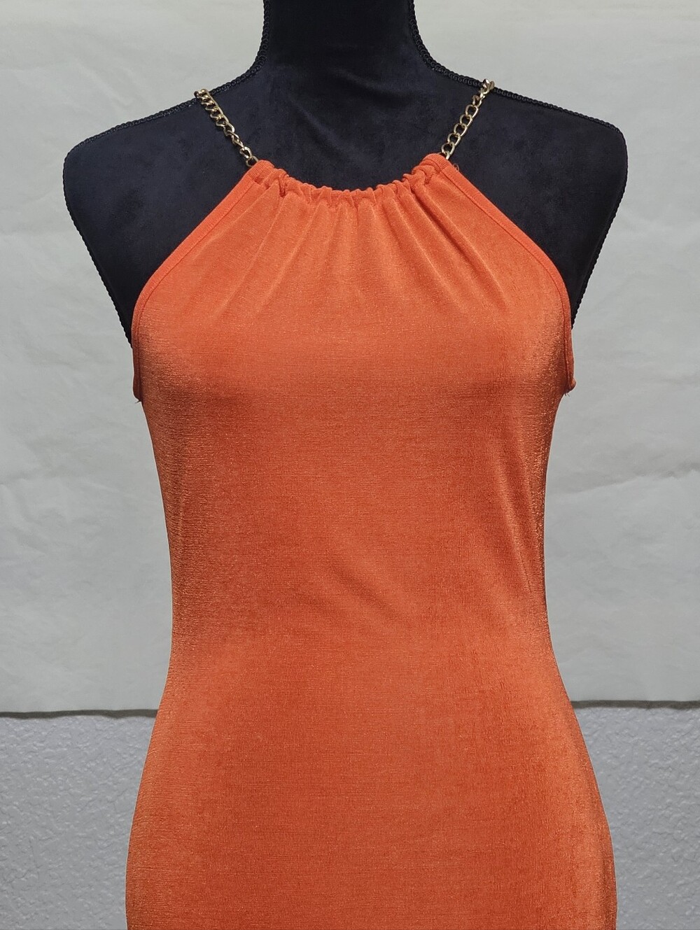 Heart Hips Orange Chain-Strap Mini Dress - M -